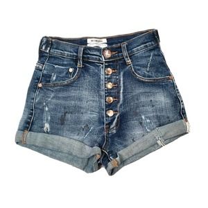 ONE x One Teaspoon Harlets High-Rise Long Rise Fitted Twisted Cuff Hem 24